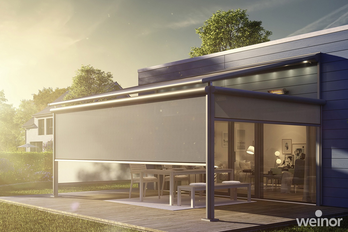 Hochwertiges Terrassendach mit ausfahrbaren Seitenelementen