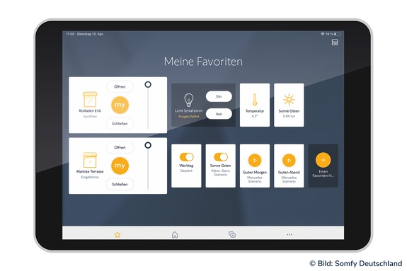 Somfy App fürs Smart Home auf dem Tablet