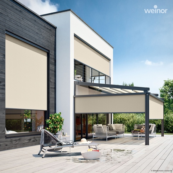 Terrassen Sichtschutz Idee Nr. 1: Senkrechtmarkise VertiTex II von weinor (Bildnachweis: weinor.de)
